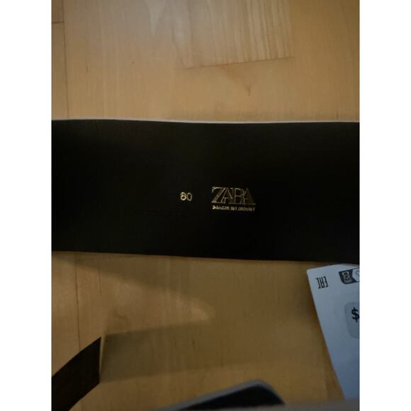 Zara SILVER Leather Women’s Sash Belt - Size 80 / 30 - New - Picture 3 of 3